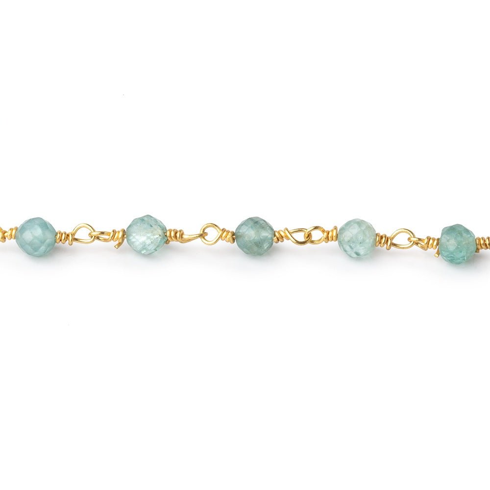 4mm Apatite Micro Faceted Rounds on Gold Plated Chain