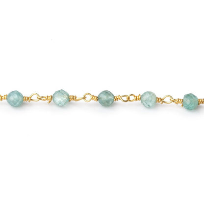 4mm Apatite Micro Faceted Rounds on Gold Plated Chain