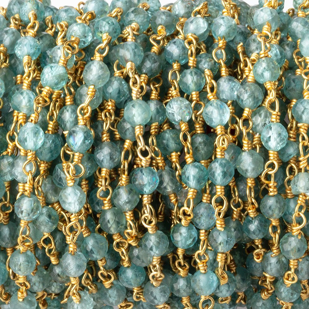 4mm Apatite Micro Faceted Rounds on Gold Plated Chain