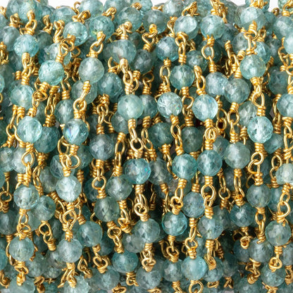 4mm Apatite Micro Faceted Rounds on Gold Plated Chain