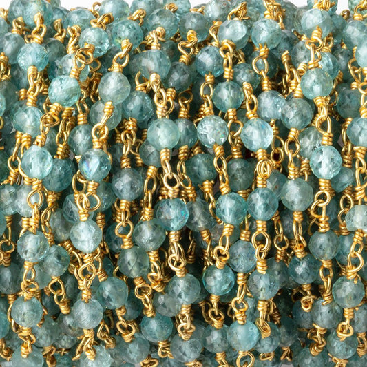 4mm Apatite Micro Faceted Rounds on Gold Plated Chain