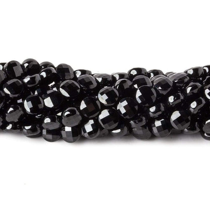 4mm Black Spinel checkerboard calibrated faceted coins 12.5 inch 85 beads AAA