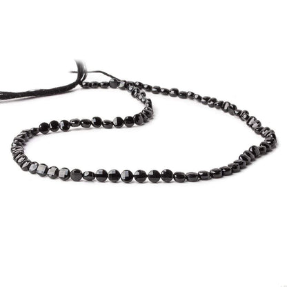 4mm Black Spinel checkerboard calibrated faceted coins 12.5 inch 85 beads AAA