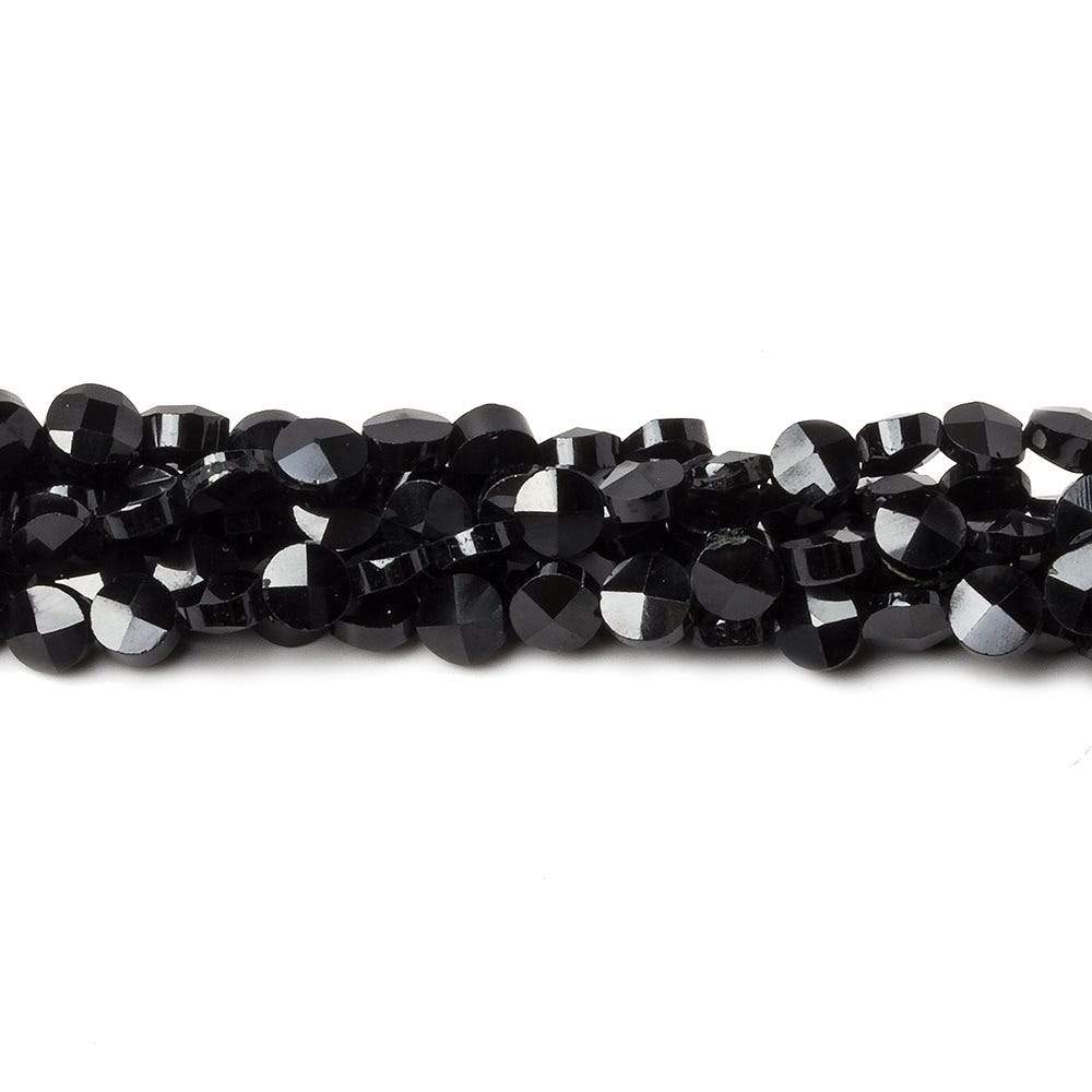 4mm Black Spinel faceted coin beads 14 inch 94 beads
