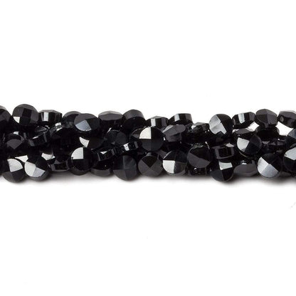 4mm Black Spinel faceted coin beads 14 inch 94 beads