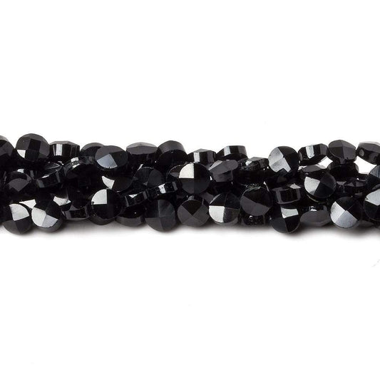 4mm Black Spinel faceted coin beads 14 inch 94 beads