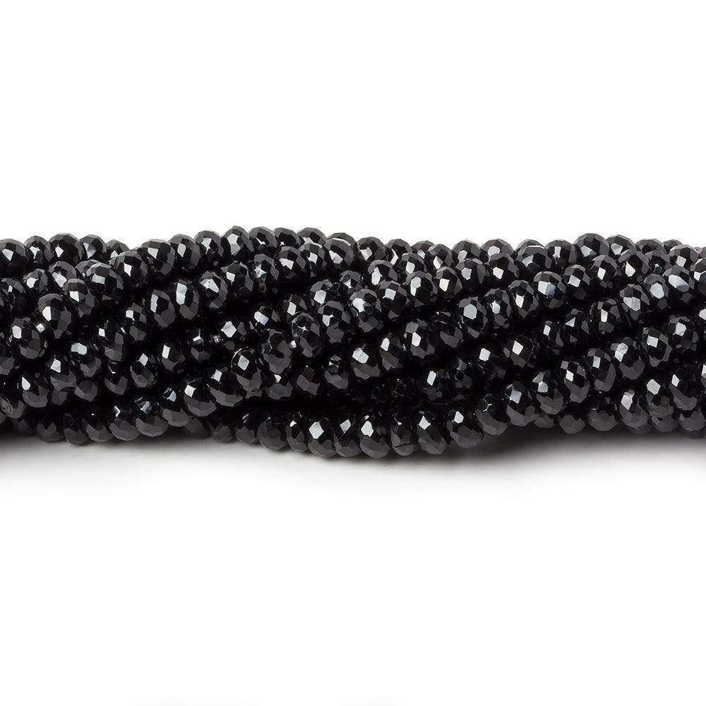 4mm Black Spinel faceted rondelles 1mm hole 14 inch 130 beads AAA