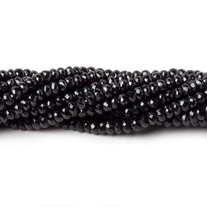 4mm Black Spinel faceted rondelles 1mm hole 14 inch 130 beads AAA