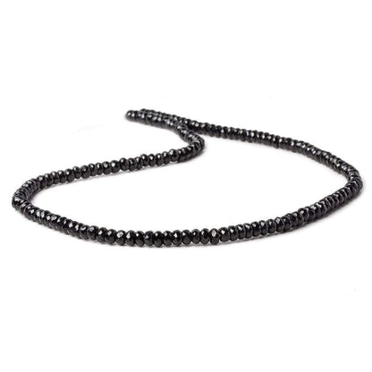 4mm Black Spinel faceted rondelles 1mm hole 14 inch 130 beads AAA
