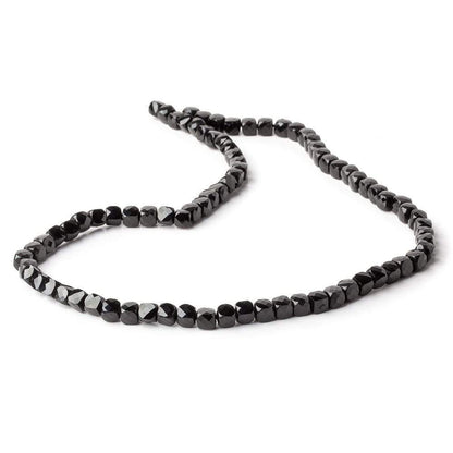 4mm Black Spinel micro faceted cubes 12 inch 80 beads