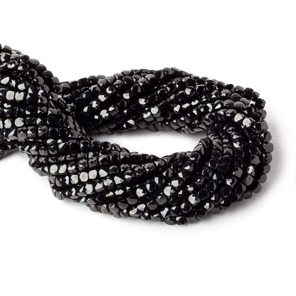 4mm Black Spinel micro faceted cubes 12 inch 80 beads