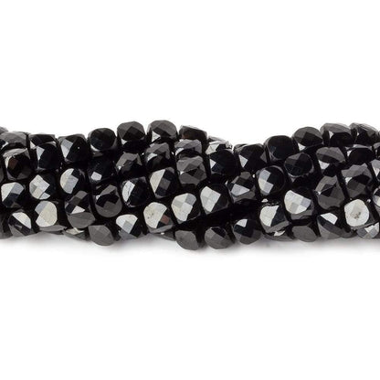 4mm Black Spinel micro faceted cubes 12 inch 80 beads