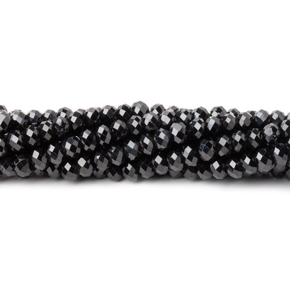 4mm Black Spinel Micro Faceted Rondelles 12.5 inch 110 Beads AAA