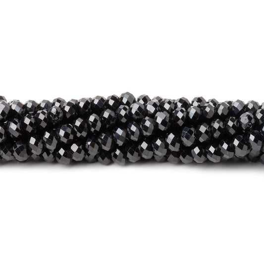4mm Black Spinel Micro Faceted Rondelles 12.5 inch 110 Beads AAA