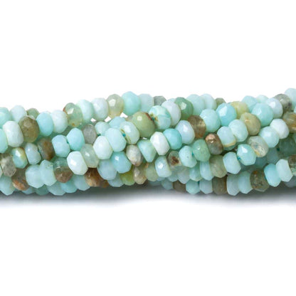 4mm Blue Peruvian Opal faceted rondelle beads 13 inch 120 pieces