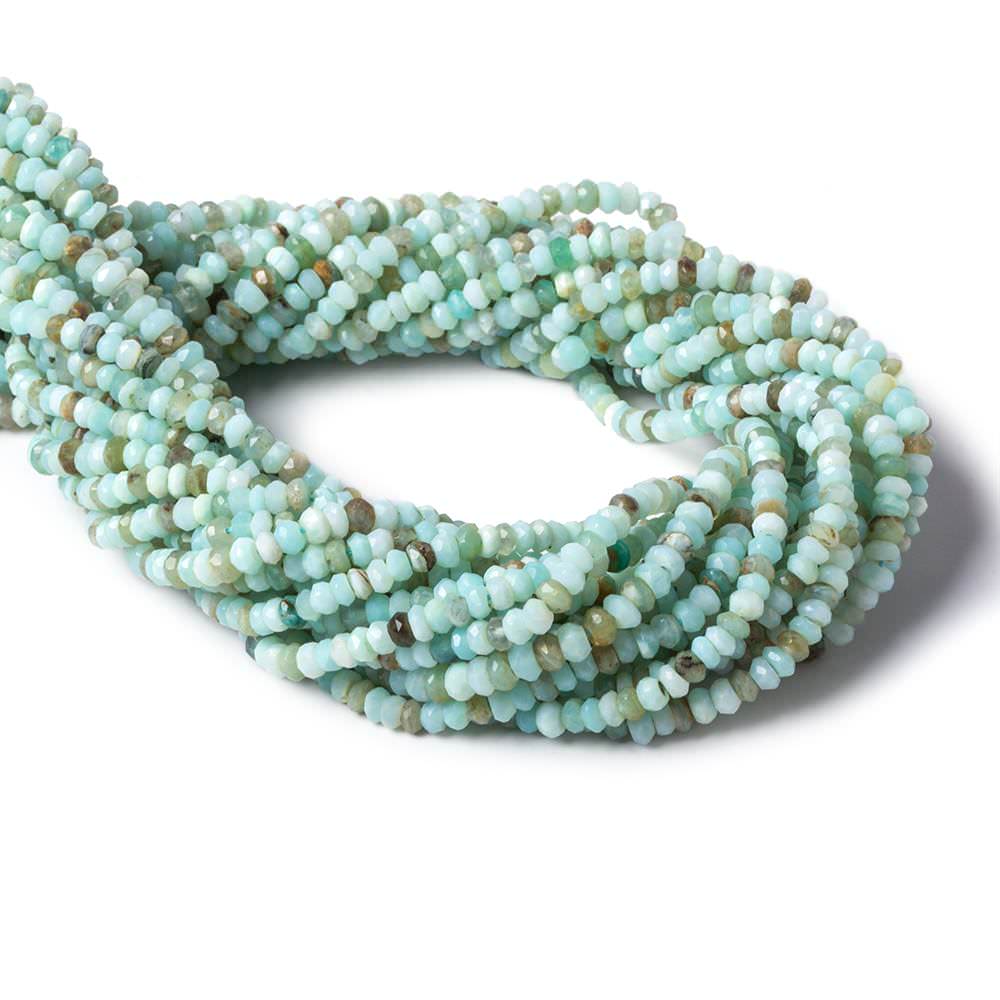 4mm Blue Peruvian Opal faceted rondelle beads 13 inch 120 pieces