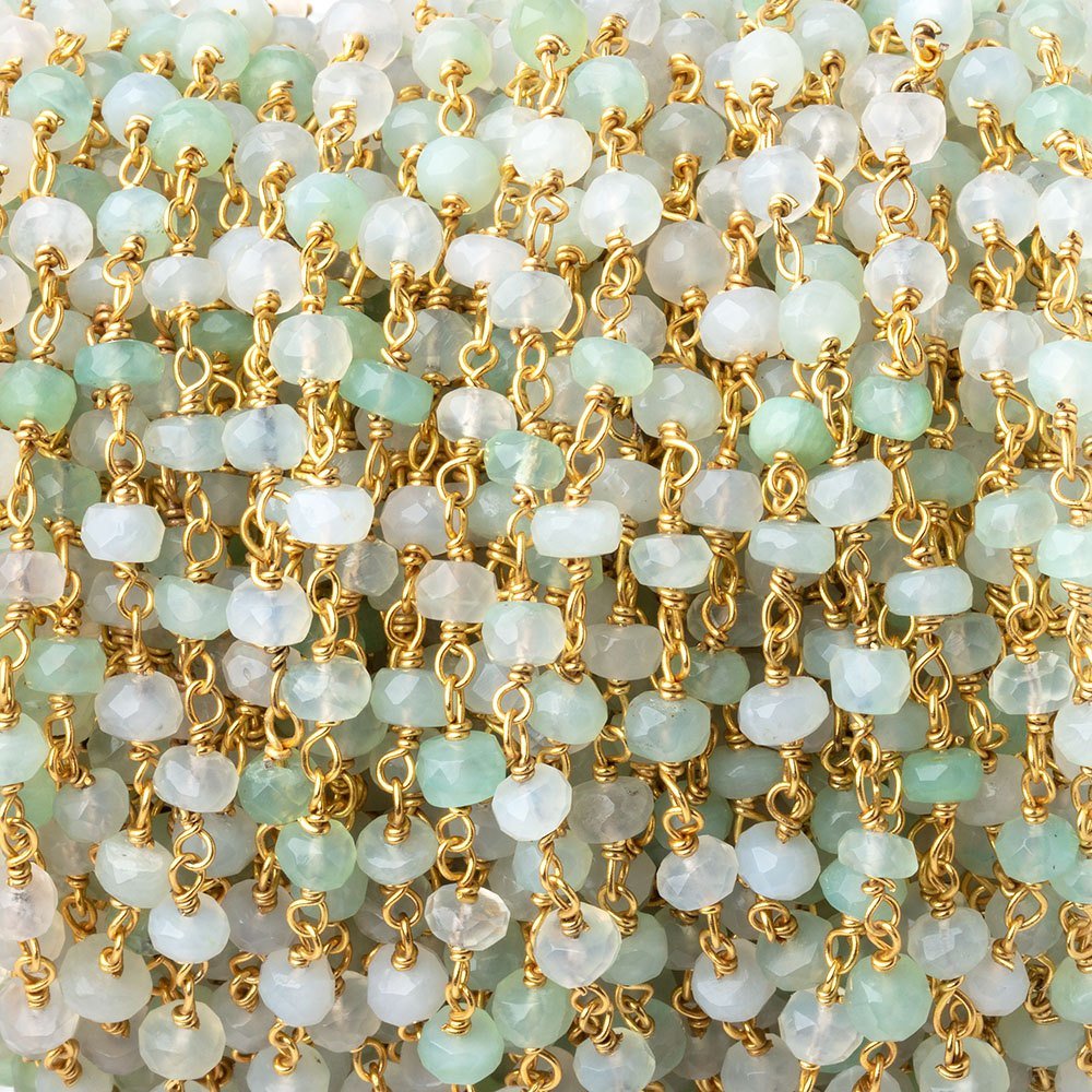 4mm Blue Peruvian Opal Faceted Rondelle Beads on Vermeil Chain
