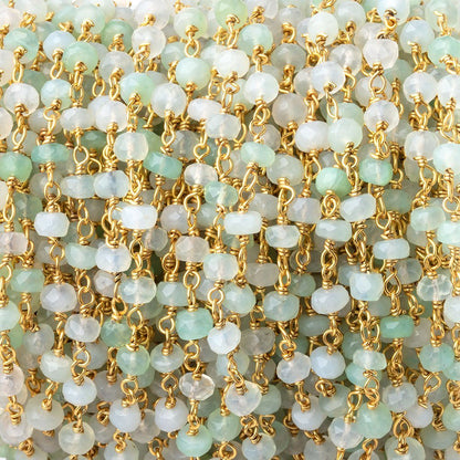 4mm Blue Peruvian Opal Faceted Rondelle Beads on Vermeil Chain