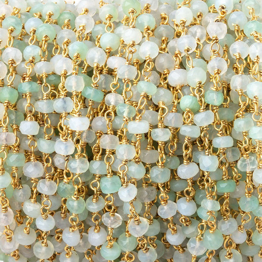 4mm Blue Peruvian Opal Faceted Rondelle Beads on Vermeil Chain