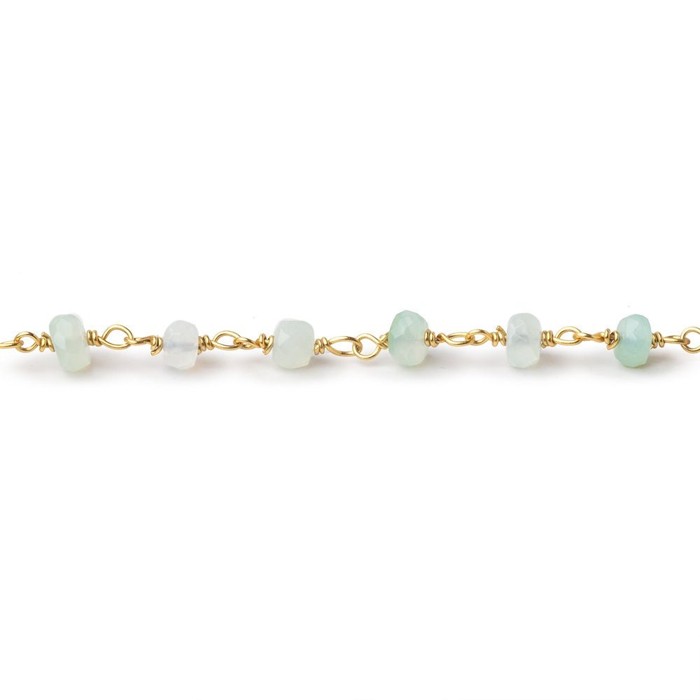 4mm Blue Peruvian Opal Faceted Rondelle Beads on Vermeil Chain