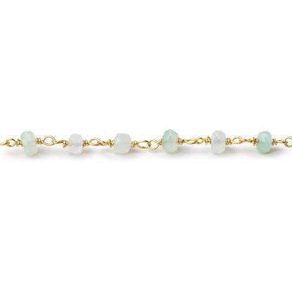 4mm Blue Peruvian Opal Faceted Rondelle Beads on Vermeil Chain