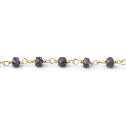 4mm Blue Sapphire Faceted Rondelle Beads on Vermeil Chain