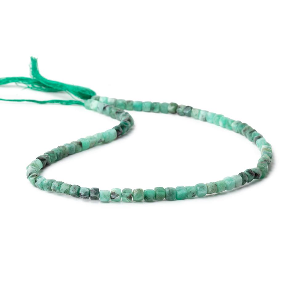 4mm Brazilian Emerald Micro Faceted Cube Beads 12.5 inch 84 pieces