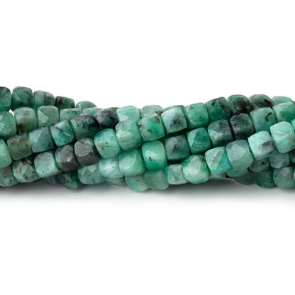 4mm Brazilian Emerald Micro Faceted Cube Beads 12.5 inch 84 pieces