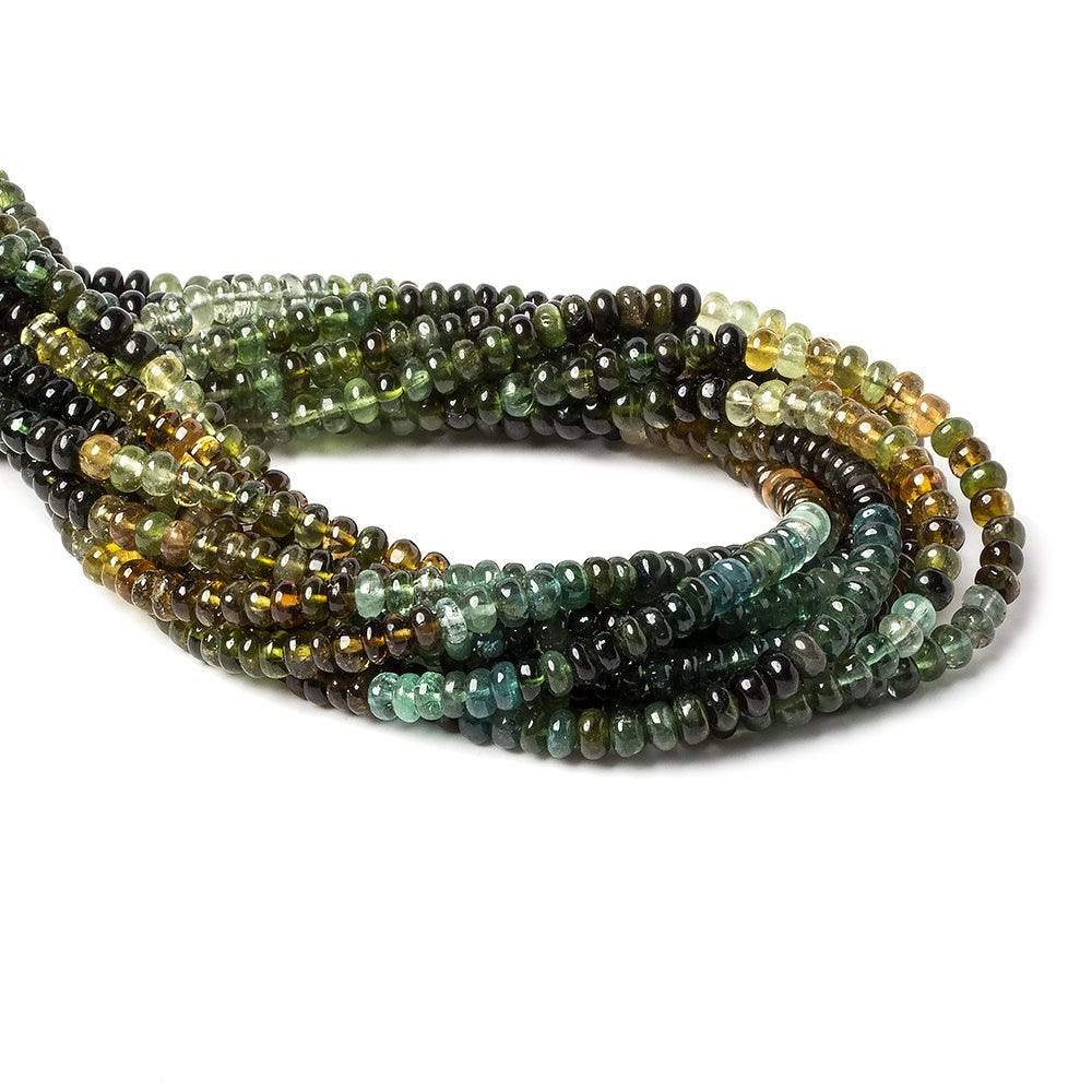 4mm Brown and Green Tourmaline plain rondelle beads 13 inch 136 pieces
