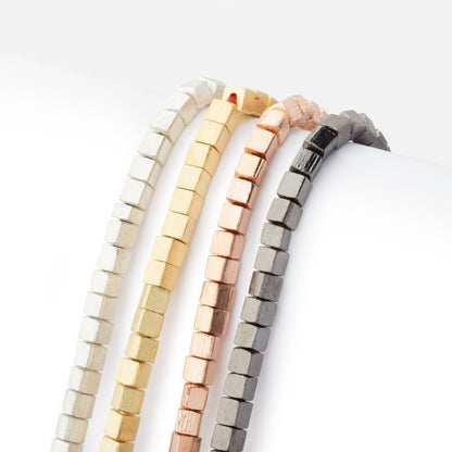 4mm Brushed Cube Beads