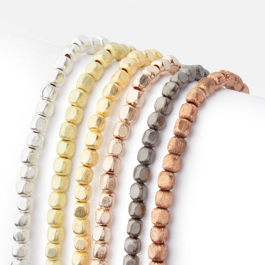 4mm Brushed Cube Beads with Rounded Corners