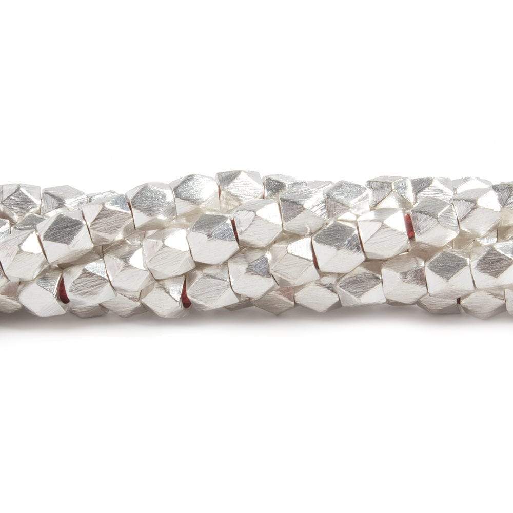 4mm Brushed Faceted Nugget Beads 8 inch 45 pieces