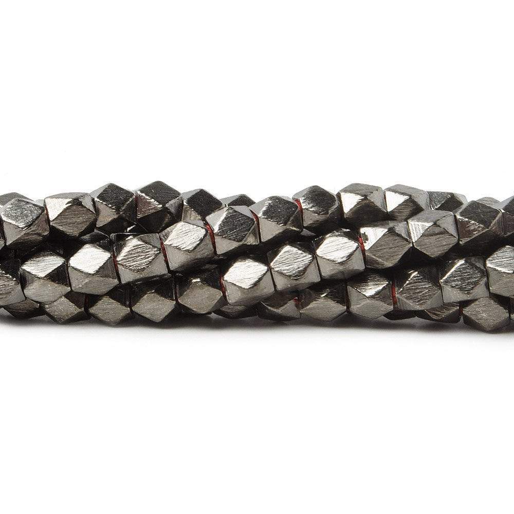 4mm Brushed Faceted Nugget Beads 8 inch 45 pieces