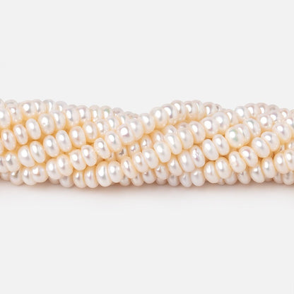 4mm Cream Center Drilled Button Freshwater Pearls 15 inch 140 pieces AA