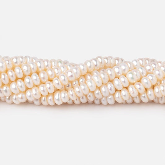 4mm Cream Center Drilled Button Freshwater Pearls 15 inch 140 pieces AA