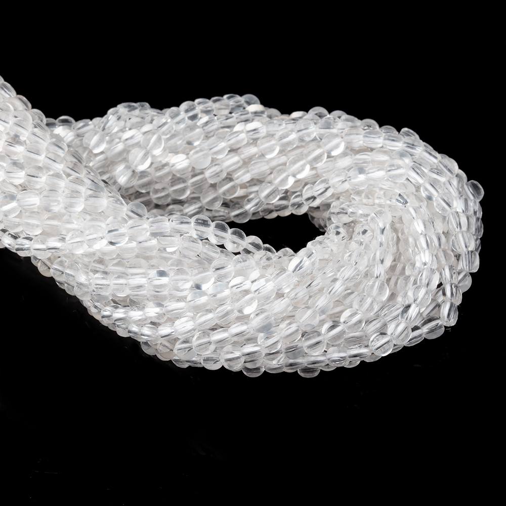 4mm Crystal Quartz checkerboard calibrated faceted coins 12.5 inch 78 beads AAA