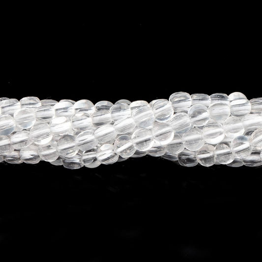 4mm Crystal Quartz checkerboard calibrated faceted coins 12.5 inch 78 beads AAA