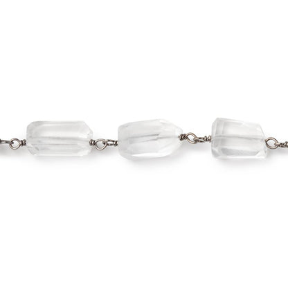 4mm Crystal Quartz Faceted Nuggets on Black Gold over .925 Silver Chain