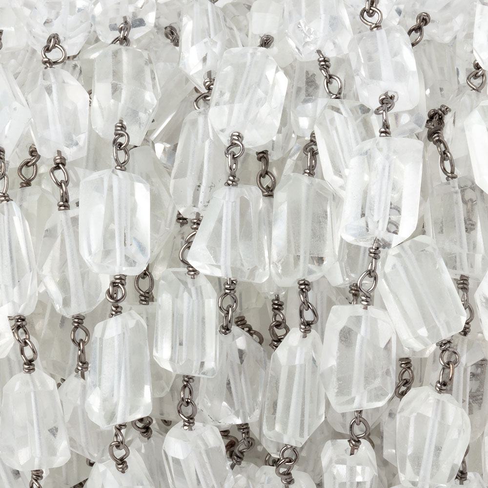 4mm Crystal Quartz Faceted Nuggets on Black Gold over .925 Silver Chain