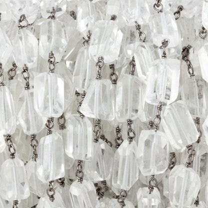 4mm Crystal Quartz Faceted Nuggets on Black Gold over .925 Silver Chain