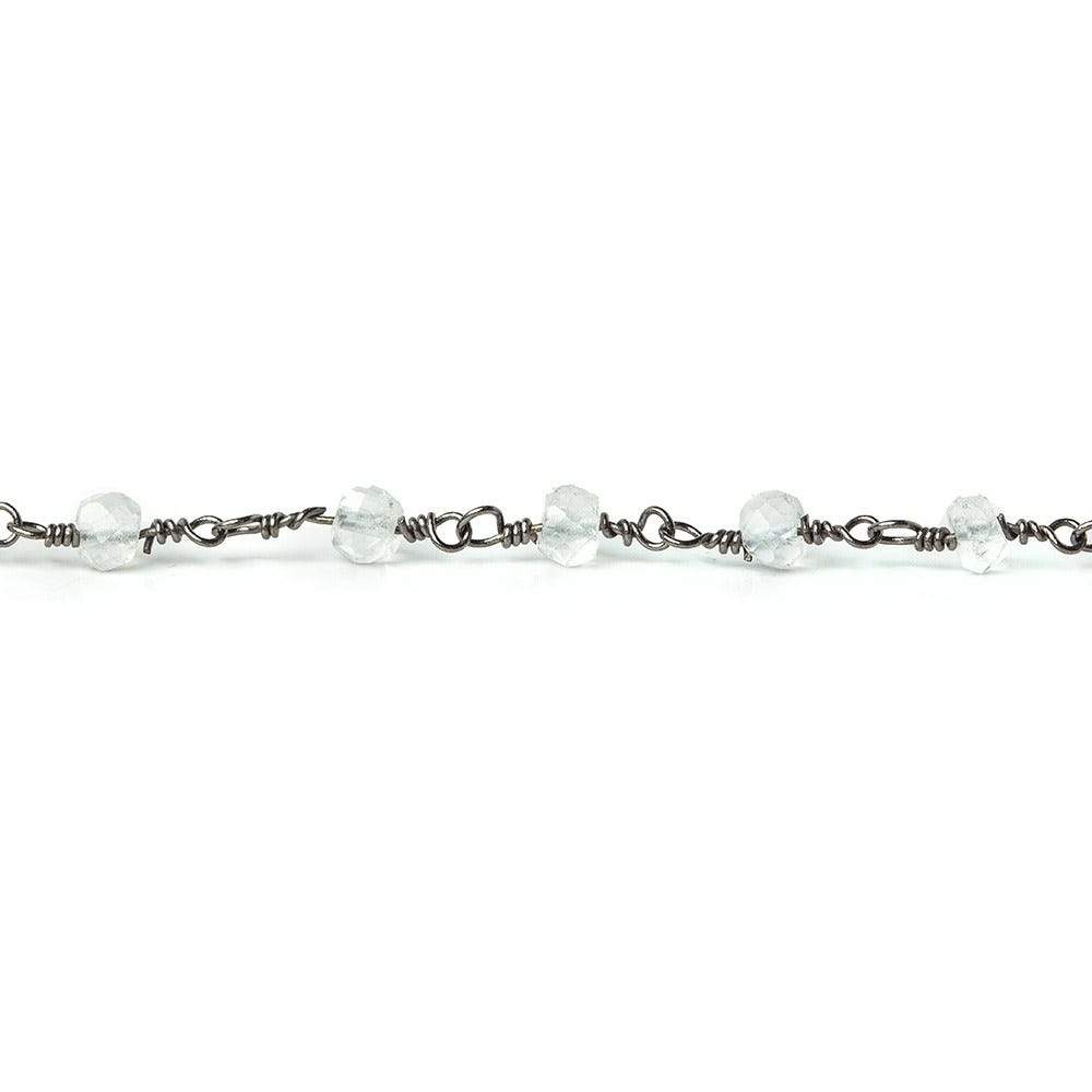 4mm Crystal Quartz rondelle Black Gold plated Chain sold by the foot 34 pieces