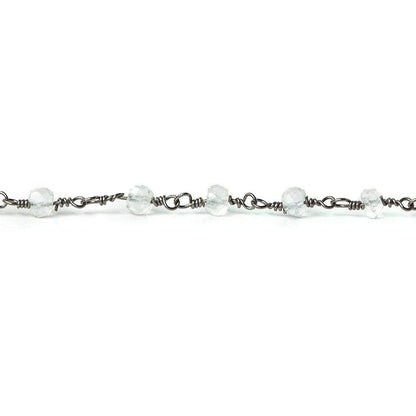 4mm Crystal Quartz rondelle Black Gold plated Chain sold by the foot 34 pieces