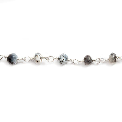 4mm Dendritic Opal faceted rondelle Silver plated Chain by the foot 32 beads