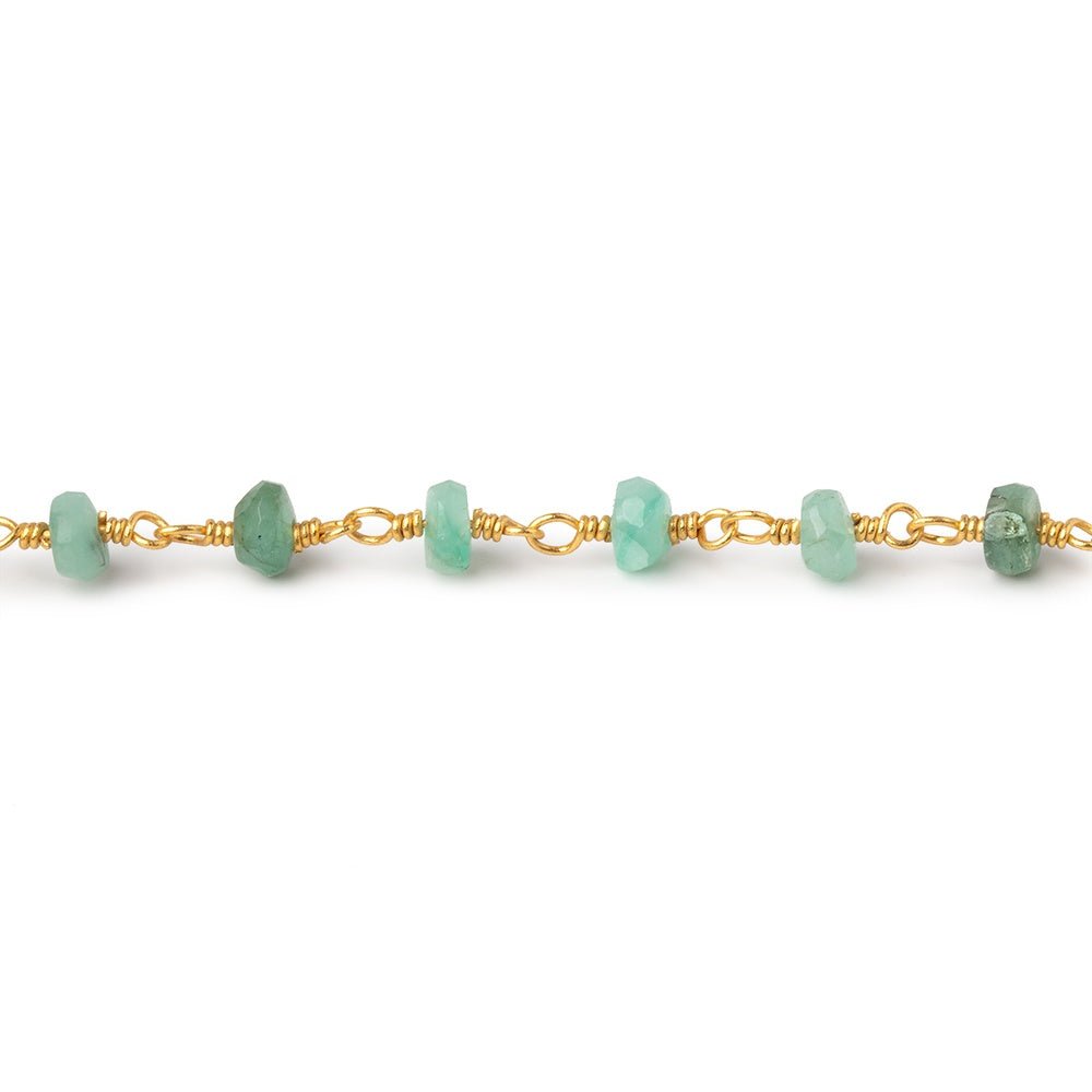 4mm Emerald Faceted Rondelle Beads on Vermeil Chain