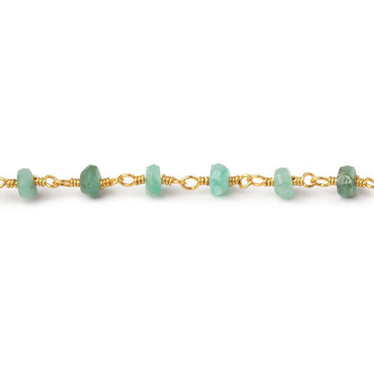 4mm Emerald Faceted Rondelle Beads on Vermeil Chain