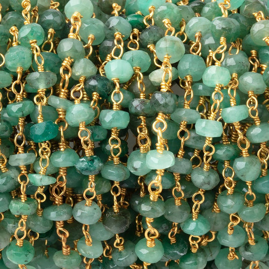 4mm Emerald Faceted Rondelle Beads on Vermeil Chain