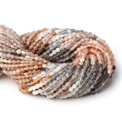 4mm Sunstone and Moonstone Faceted Coins 12.5 inch 84 Beads