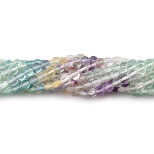 4mm Fluorite Checkerboard Faceted Calibrated Coin Beads 12.25 inch 85 pieces