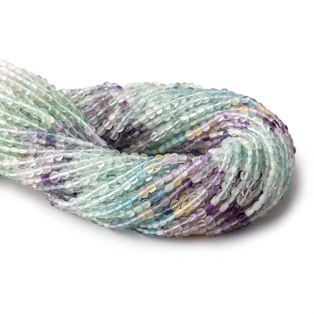 4mm Fluorite Checkerboard Faceted Calibrated Coin Beads 12.25 inch 85 pieces