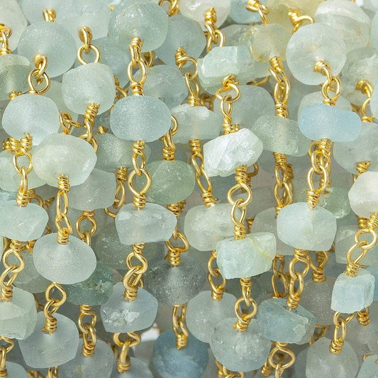 4mm Frosted Multi Beryl plain rondelle Gold plated Chain by the foot 37 pcs